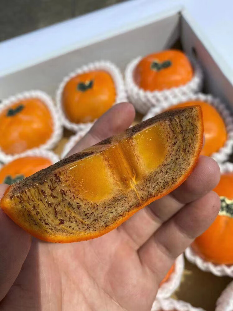 花客悦 【顺丰空运】日本品种和歌山黑甘柿子鲜果黑糖柿脆甜新鲜黑金