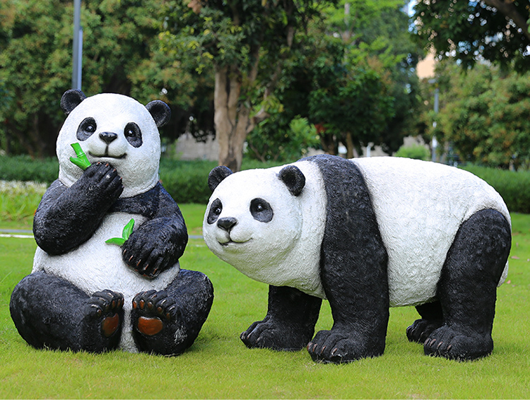 大型戶外仿真熊貓擺件庭院園林玻璃鋼動物雕塑幼兒園美陳景觀裝飾 b款