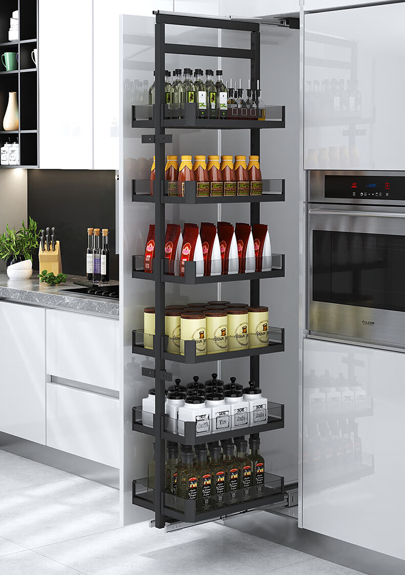 雾隐门高柜拉篮厨房橱柜抽屉式阻尼高深零食柜收纳多层立式置物架高深