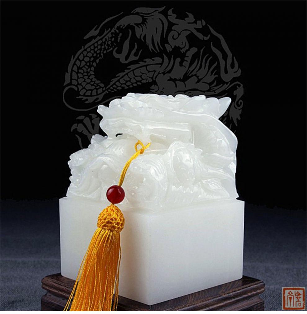 传国玉玺印章石摆件传国和田玉石定制作仿古龙大印章阿富汗玉石风水