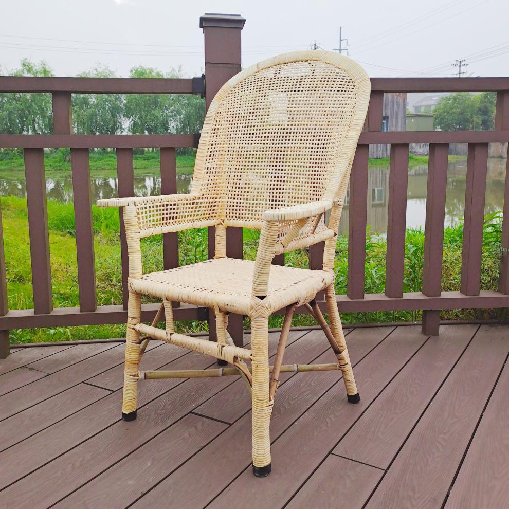 竹椅藤制天然藤椅单人高靠背椅竹椅子老式老人椅办公椅电脑椅藤编休闲