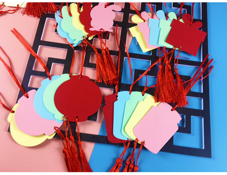 美丽故事 五色空白许愿卡吊卡树卡片彩色异形手写留言卡创意许愿祈福