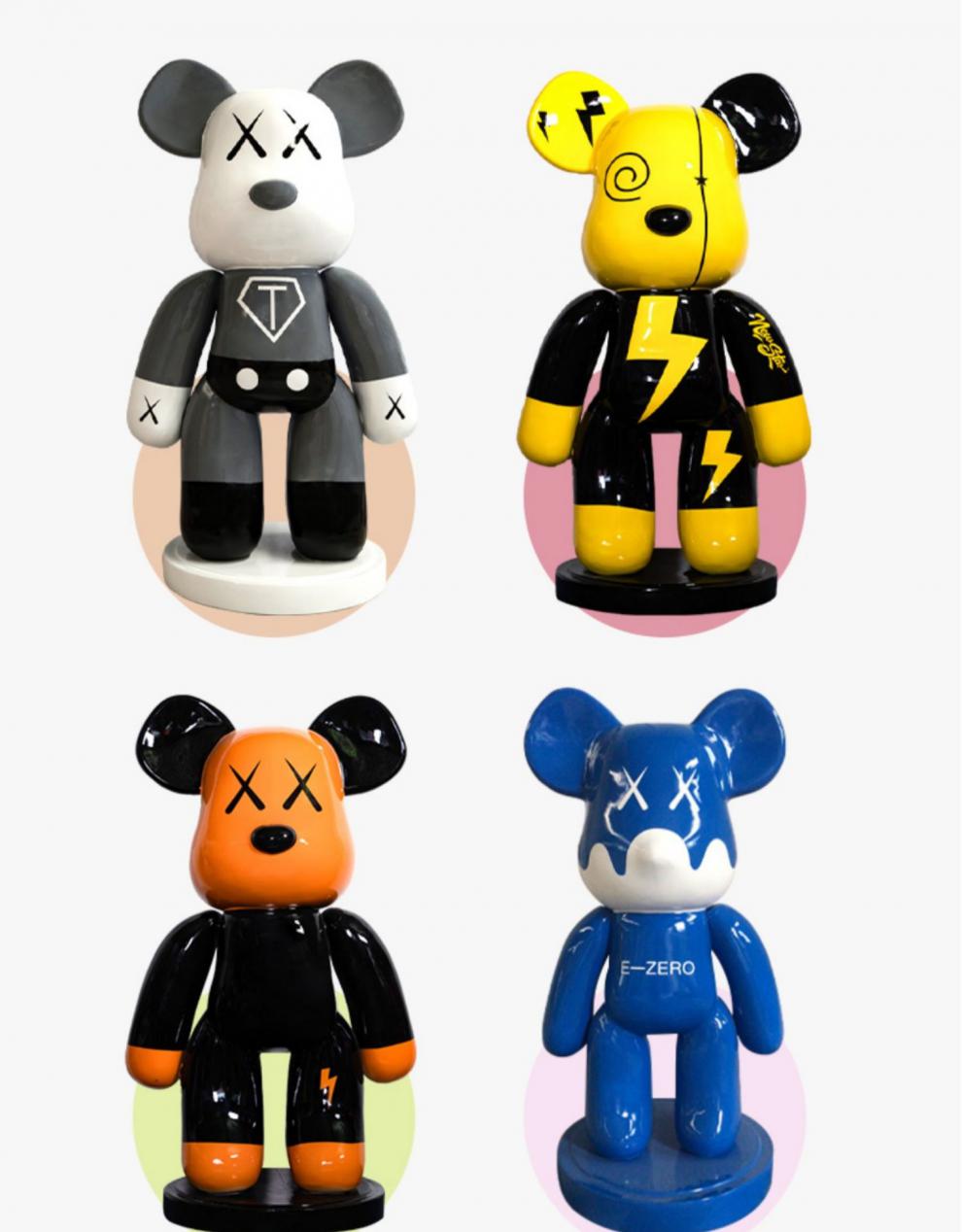 暴力熊落地大摆件网红新品客厅酒店软装玻璃钢卡通雕塑装饰工艺品 墨