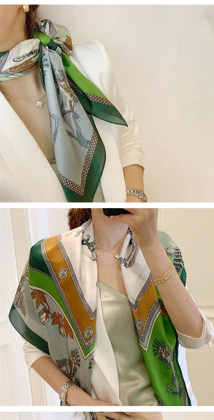 丝巾女亲肤高品质2021新款丝巾女百搭秋冬款洋气90cm大方巾韩版真丝