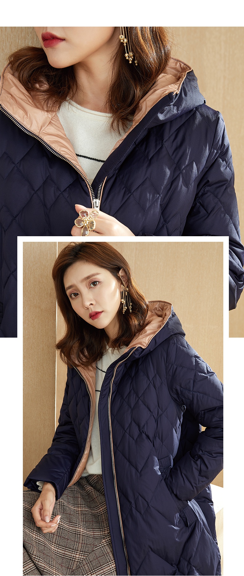 亦朵鹅绒羽绒服女时尚中长款过膝收腰连帽高端保暖外套冬季2022年新款