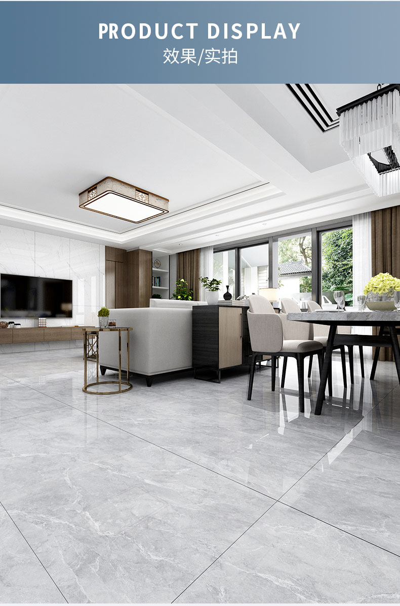广东佛山瓷砖750x1500大板客厅灰色连纹通体大理石地砖防滑地板砖 715