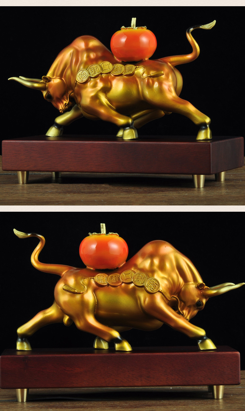乾恋【轻奢高端】彩铜招财牛柿柿事事如意柿子摆件牛势牛气冲天家居