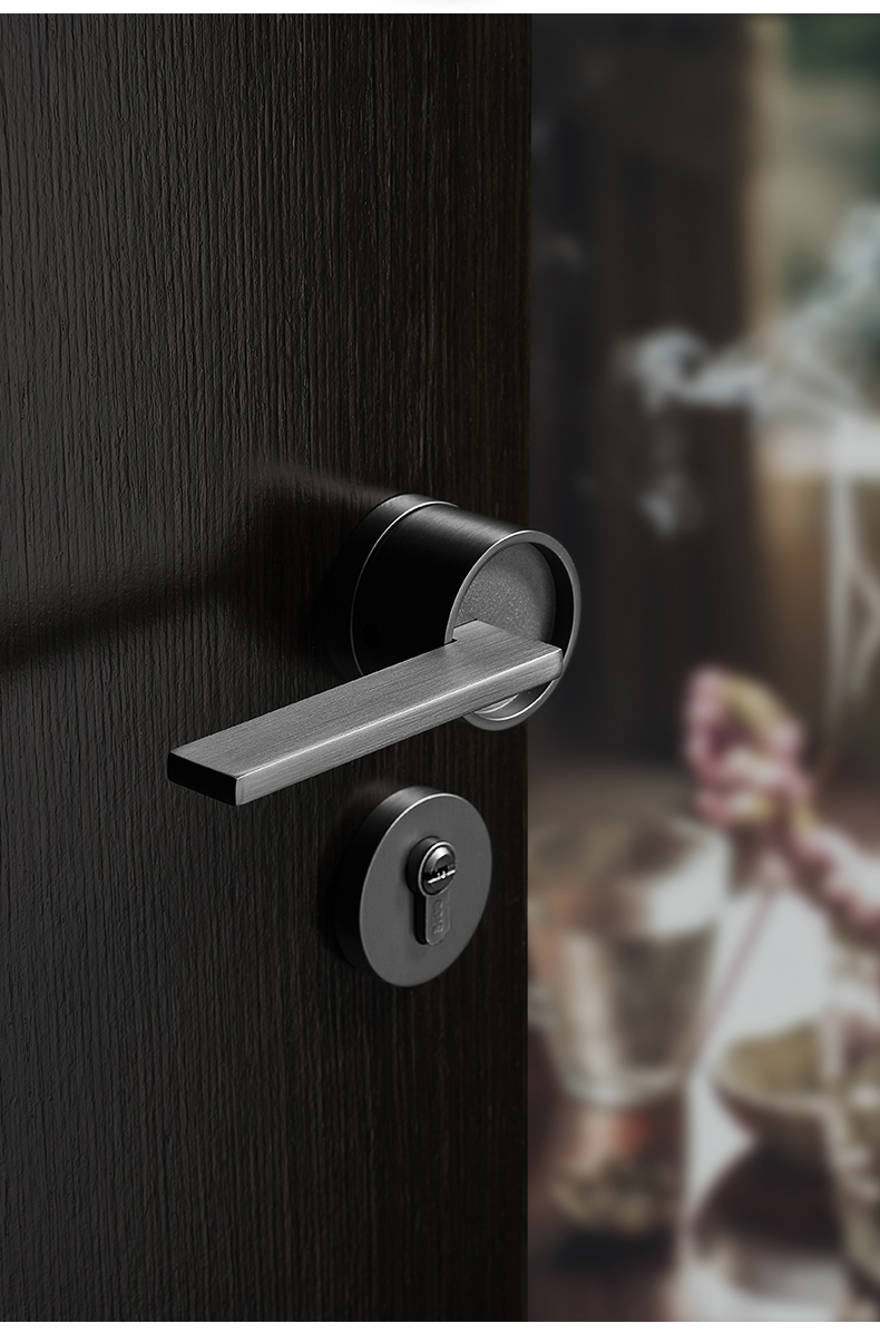 哑黑套餐a:哑黑分体锁 2片平开合页 门吸 35-50mm 通用型 带钥匙