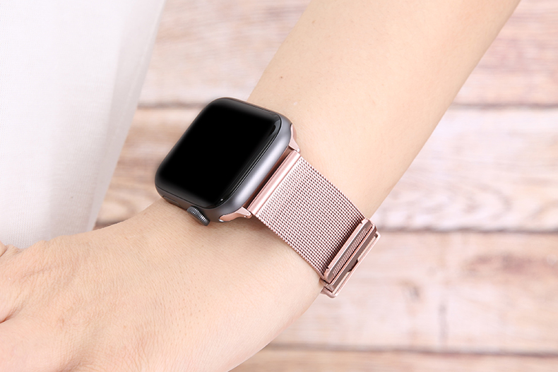 适用于适用iwatch series2/3/4代不锈钢透气米兰尼斯苹果手表表带男女