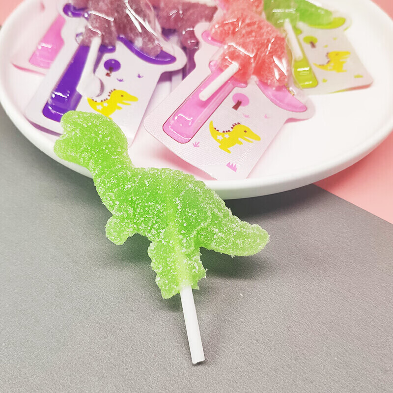 甜芯小铺恐龙软糖棒棒糖维生素c水果味21g整盒36支糖10支恐龙