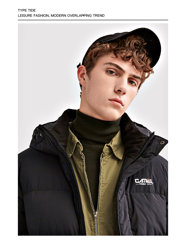 骆驼(camel)户外羽绒服秋冬款休闲保暖防风时尚韩版中性长款厚外套