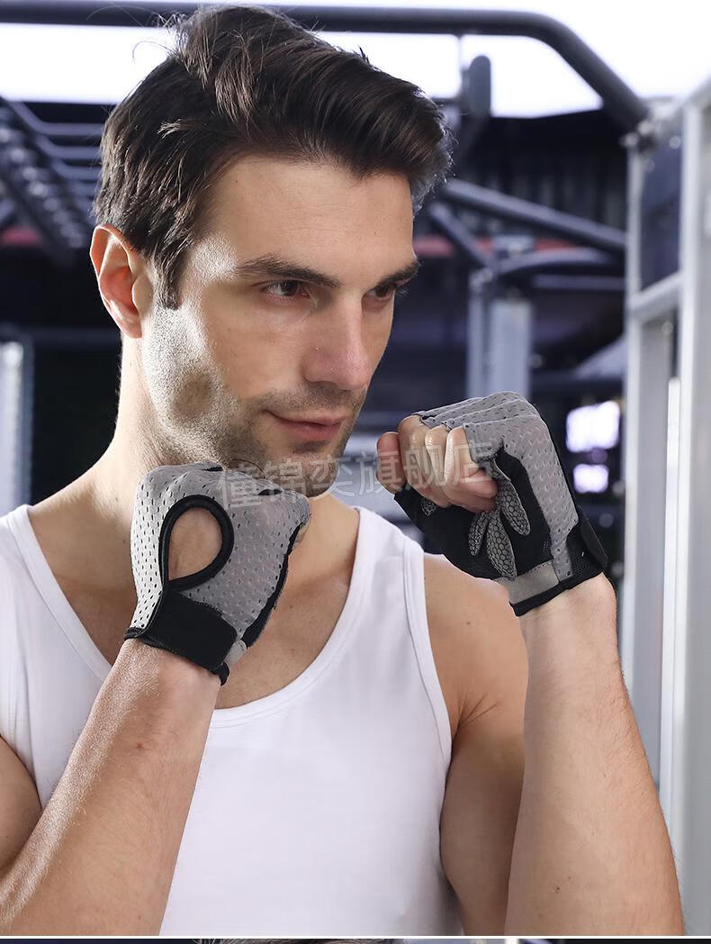 手套单杠引体向上女半指器械训练锻力量黑色镂空透气款s手围1617cm