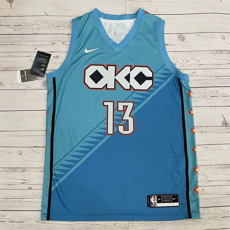 olome滕讯体育全明星aj雷霆队保罗乔治球衣13号 威少篮球服 城市版橙