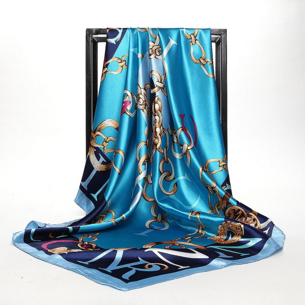 青衣麻相杭州特产丝绸围巾女士丝巾青花瓷风丝绸空调披肩绸缎面大方巾