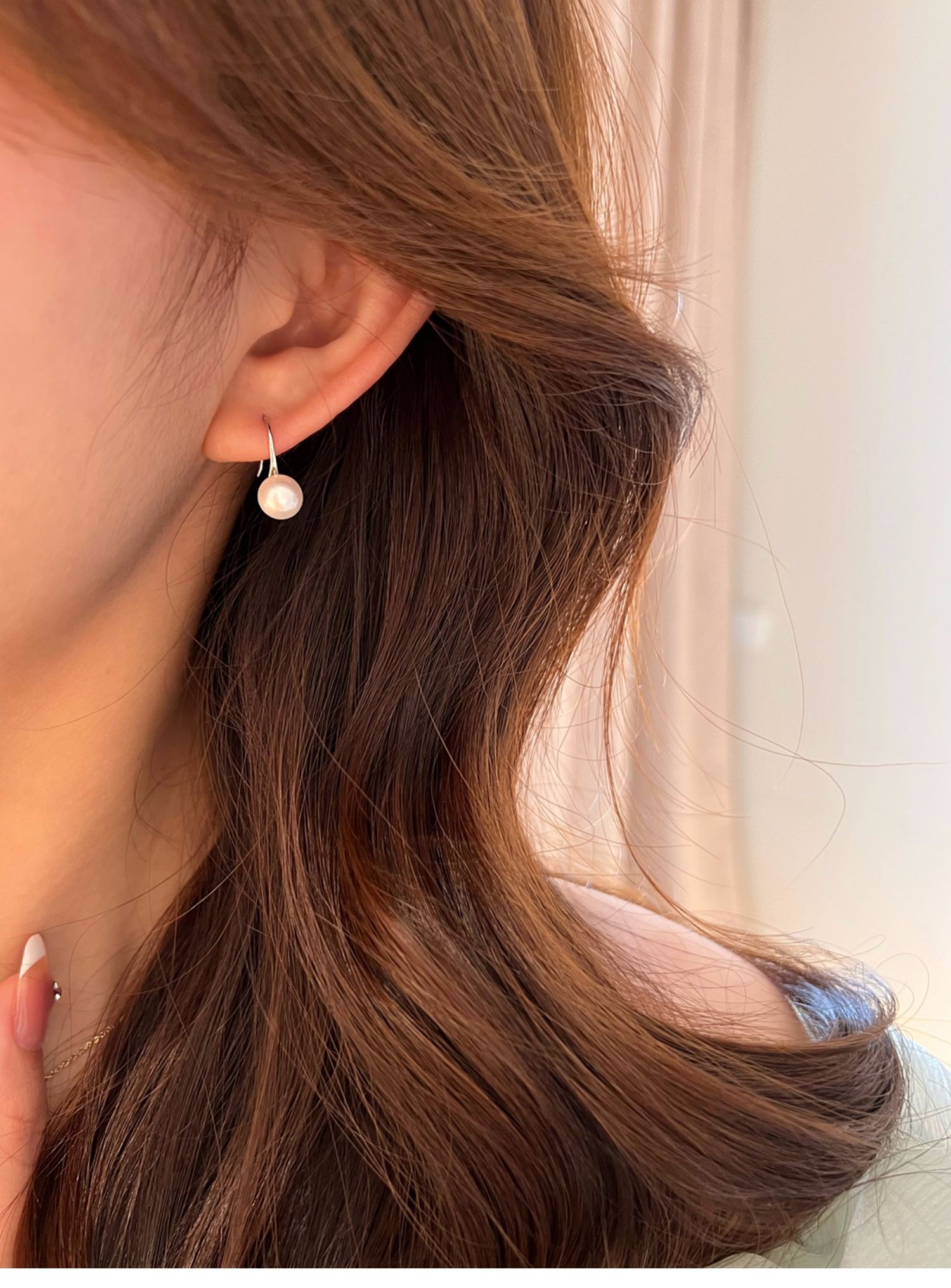 小敏家周迅同款天珍珠耳饰女耳环夏天复古法式925耳挂耳钩 银色天然