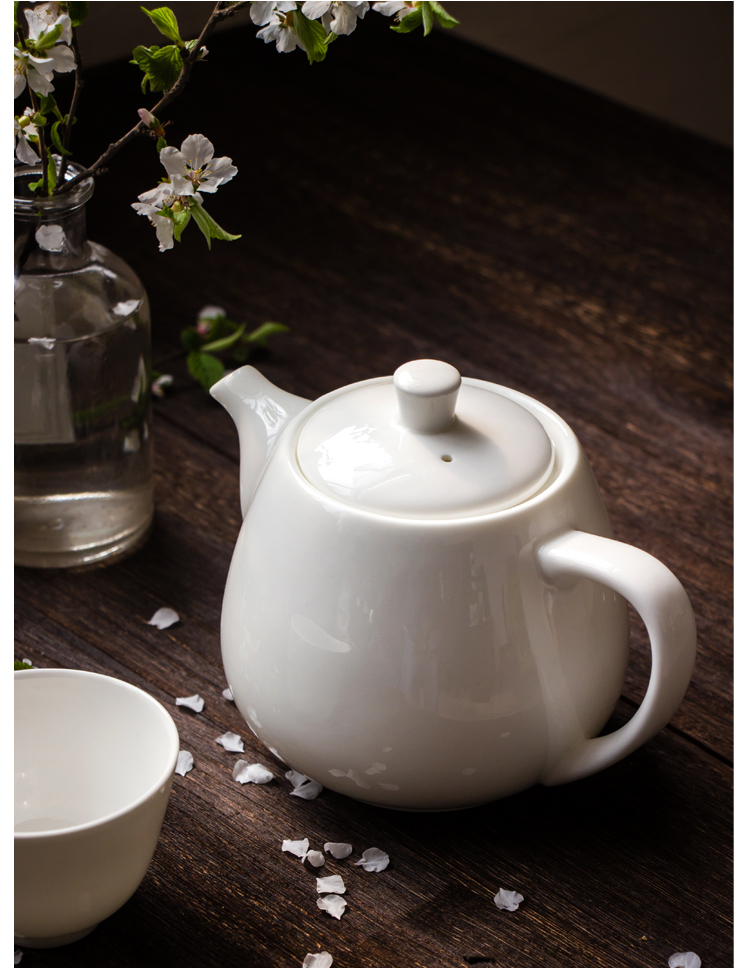 现代中式白色骨瓷茶壶陶瓷大号小号单壶花茶壶沏茶壶带过滤 大号(900