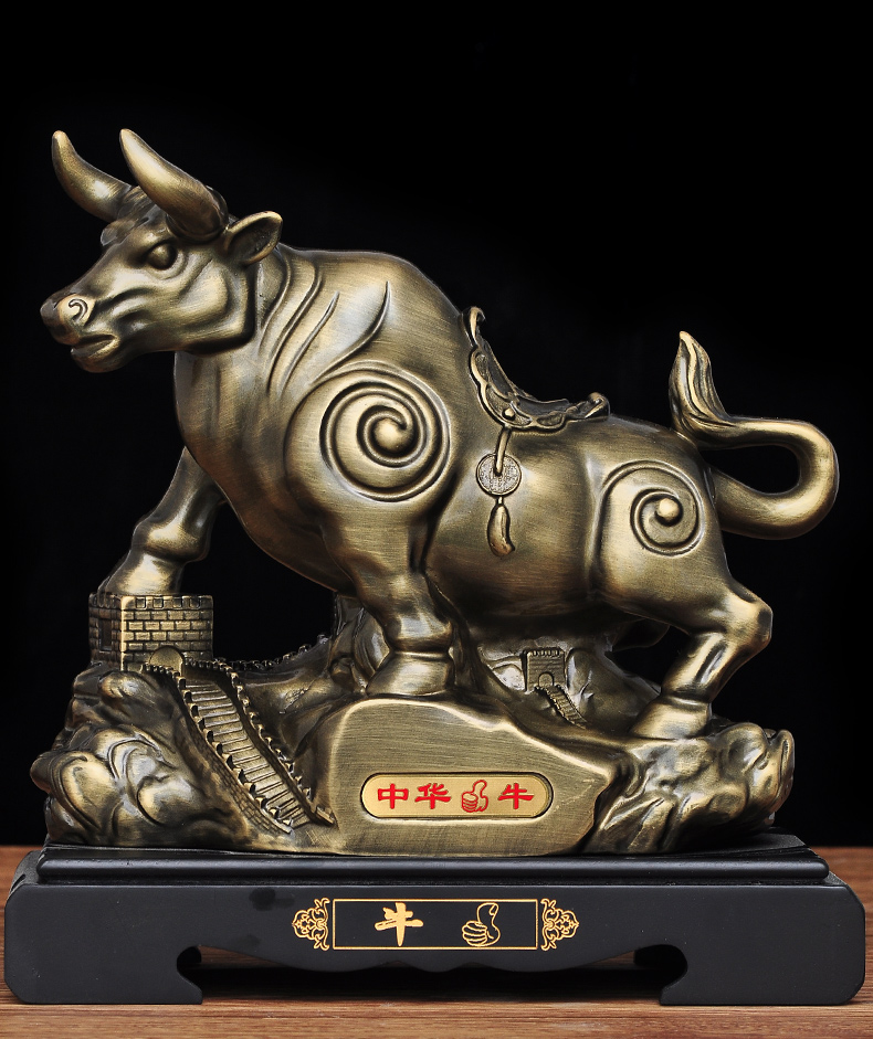 牛气冲天牛摆件牛家居摆设新店铺开业礼品办公室老板桌工艺品 中号
