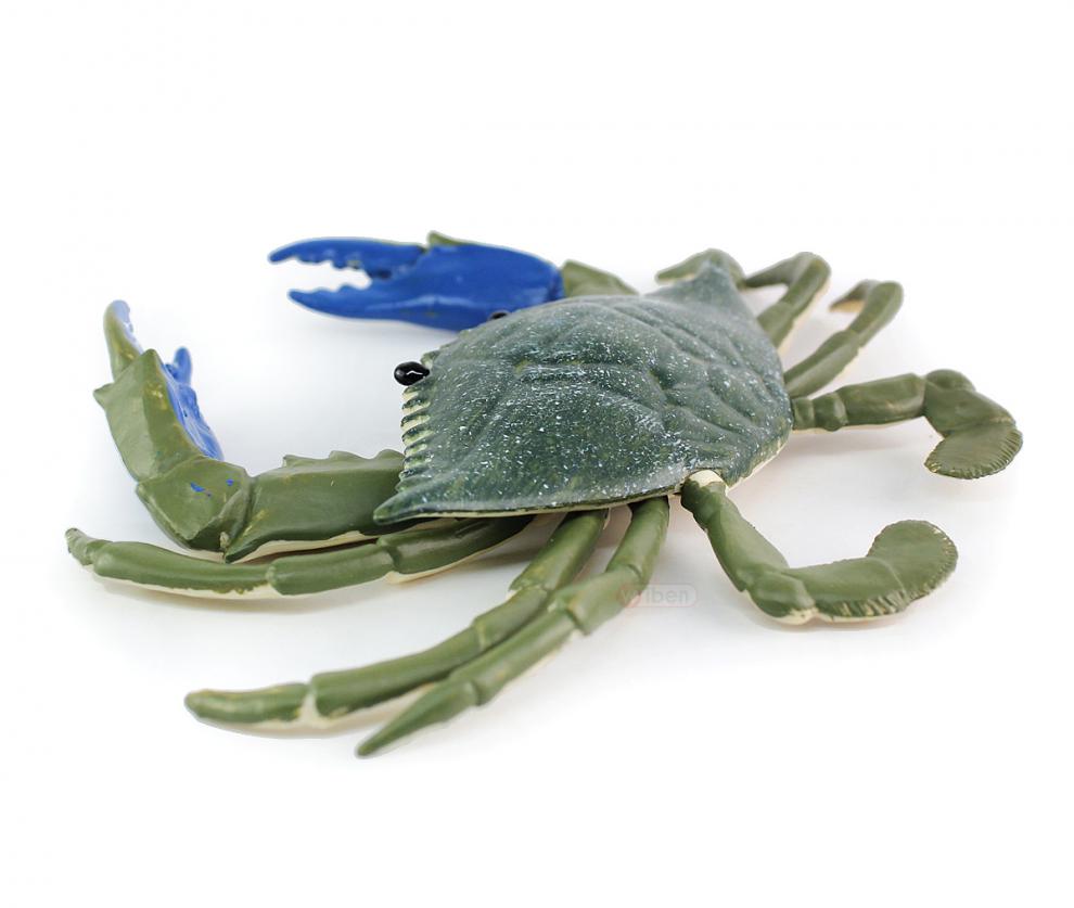 仿真海洋动物模型环保螃蟹玩具梭子青蟹35岁户外儿童男螃蟹红色
