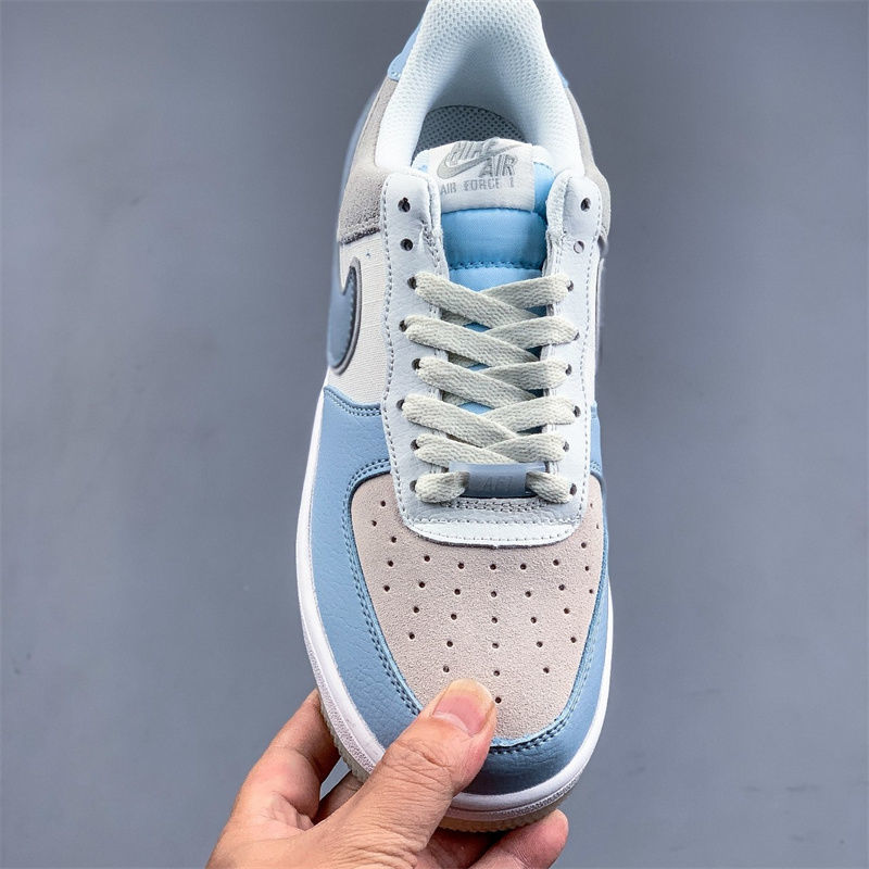 af1空军一号雾霾蓝低帮头层皮防滑男女鞋板鞋缓震防滑气垫运动鞋 雾霾