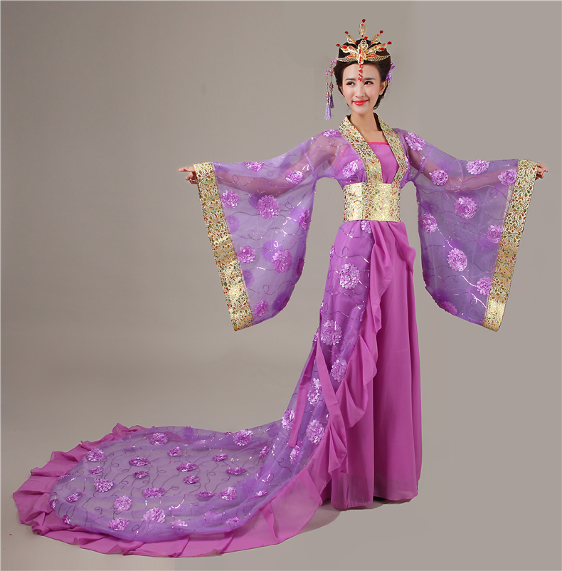 古代服装女皇后古装贵妃拖尾改良汉服唐朝公主舞台演出服走秀摄影