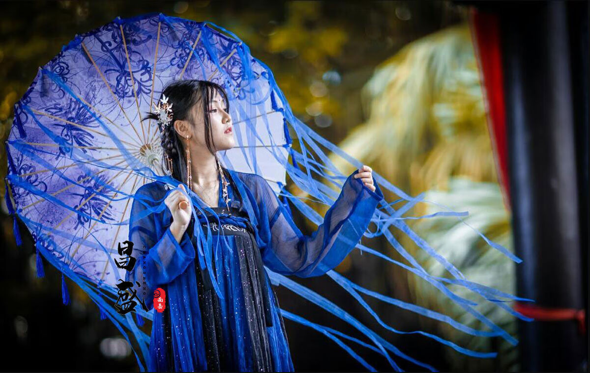 古代花伞油纸伞古风汉服流苏伞防雨防晒实用中风绸布古装伞 大红彼岸