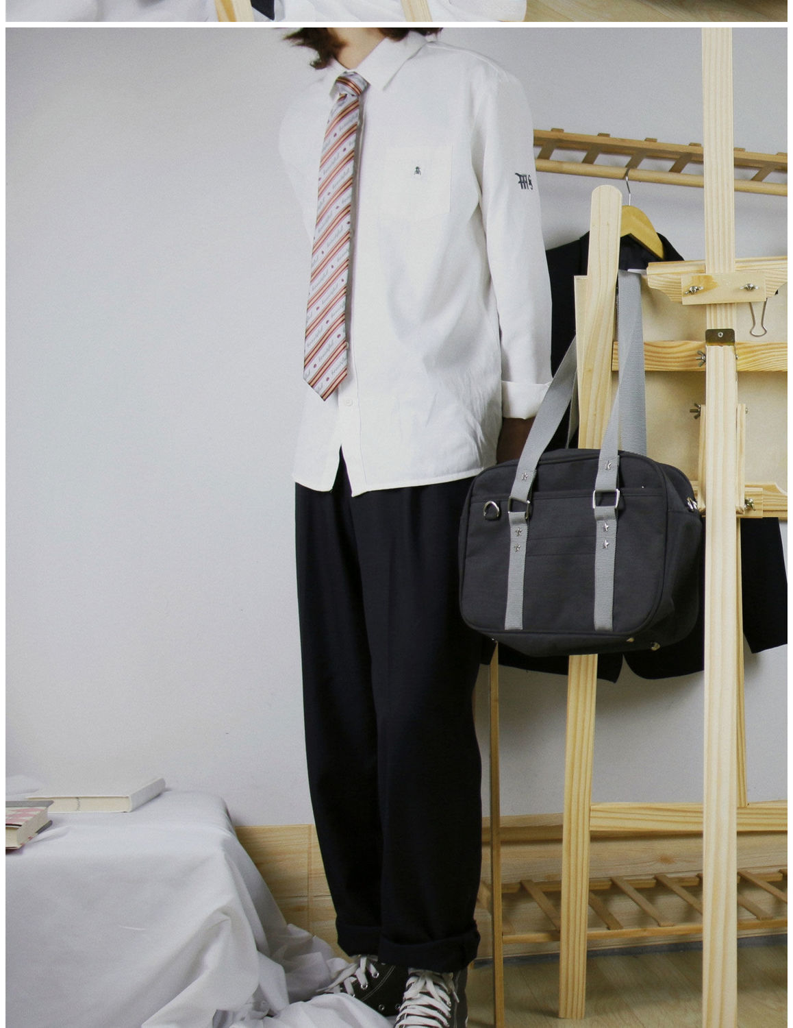 冬野dk制服裤正统黑色长裤直筒裤小西裤宽松休闲裤子 黑色【九分裤】