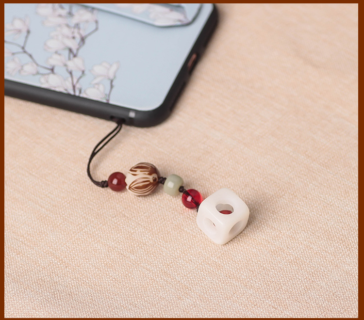 玲珑骰子安红豆古风吊坠钥匙扣相思豆手机链挂坠挂件菩提子男女款