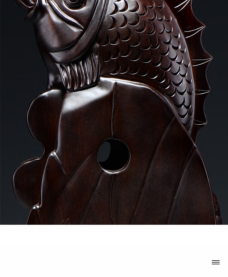 唐砖黑檀木质雕富贵有余鱼摆件金龙鱼雕刻家居公司店铺装饰工艺品礼