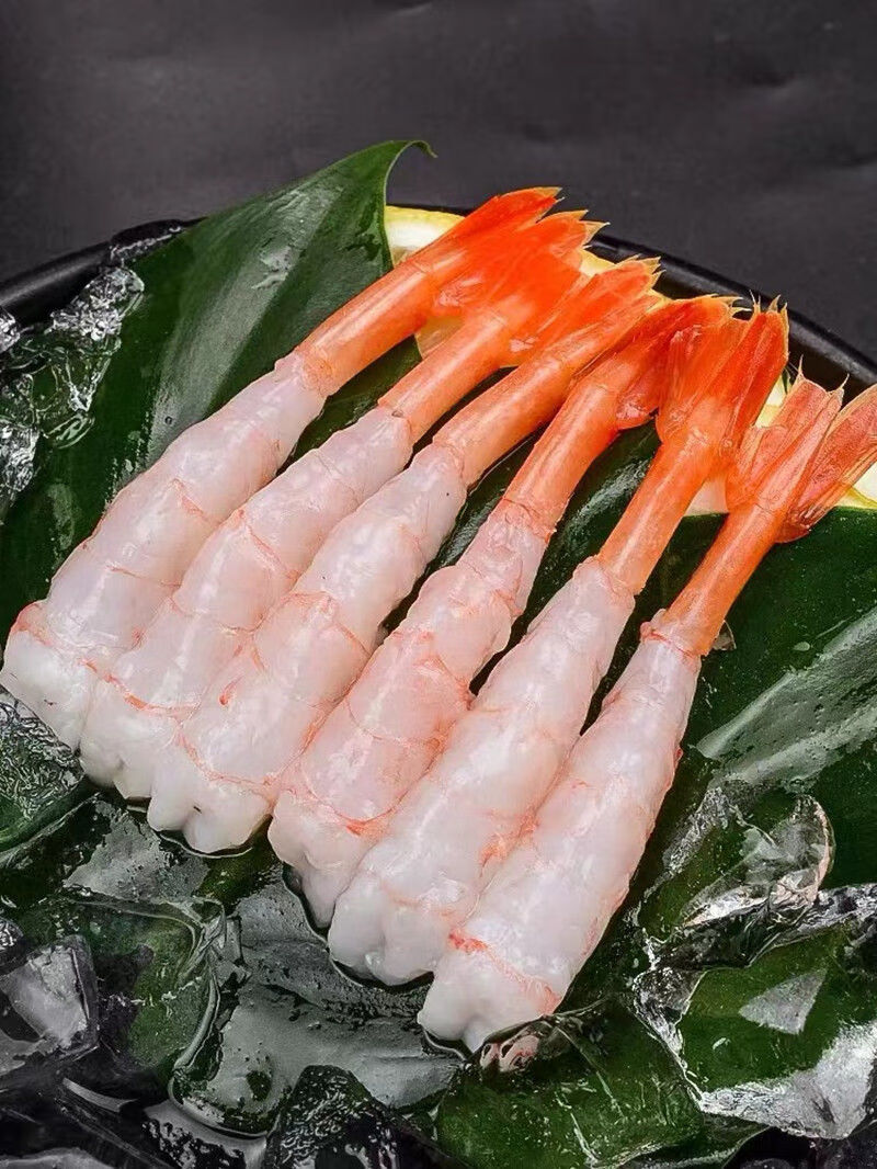 北极甜虾新鲜去壳去头即食刺身拼盘日式料理网红北极甜虾批发整箱 君