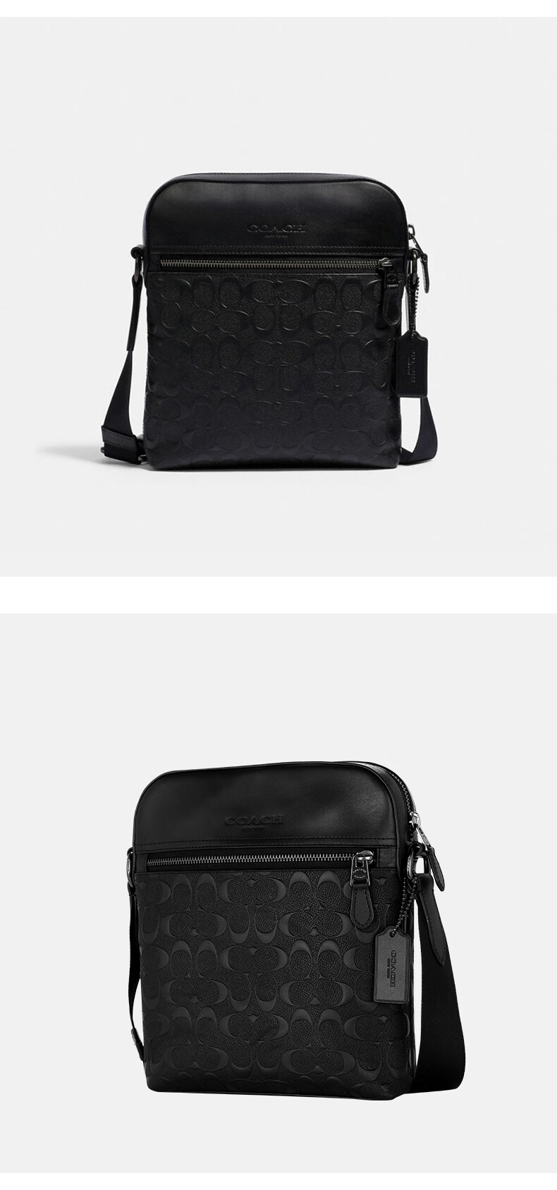 蔻驰coach男士皮质单肩斜挎包4009黑色22cm5cm26cm