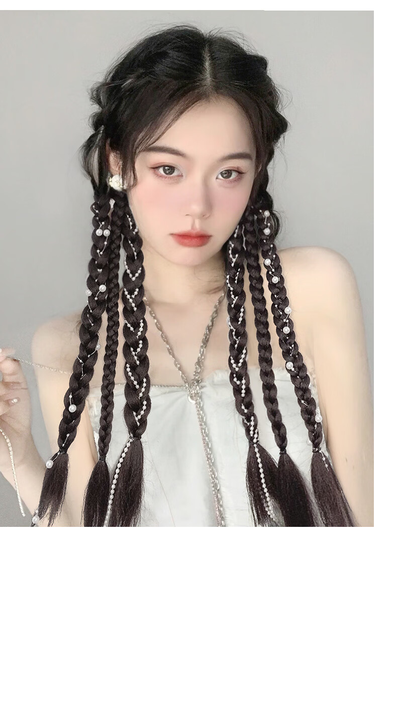 唐妮 假发女高马尾辫子甜酷女孩自然麻花长辫假发网红鱼骨辫 浅棕色 1