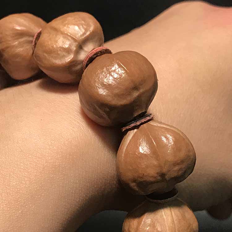 薇慕诗 橄榄核雕原料蒜头核手串老油核原皮手链男女款素珠原籽手工