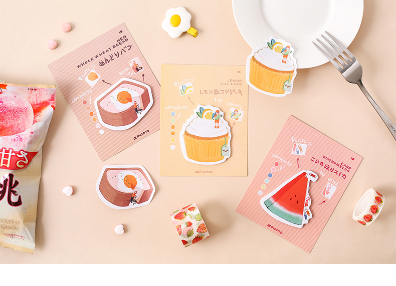 学生便利贴贴纸 面包甜点系列30张 创意清新手帐diy贴画6款 蛋糕一个