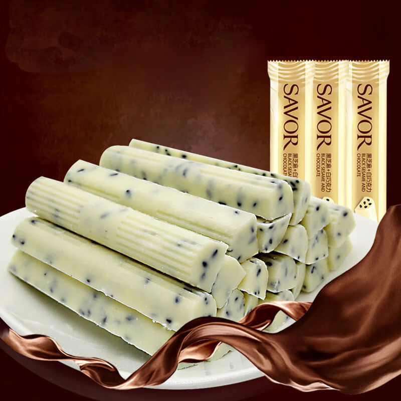 韩世黑芝麻白巧克力休闲食年货多规格500g袋装约70支