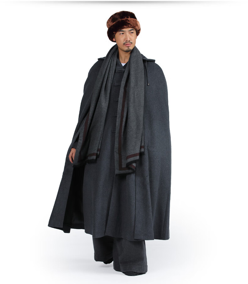 鸢杭 出家人服饰 冬季僧人羊绒打坐披风禅修服 男女款加厚居士斗篷 深