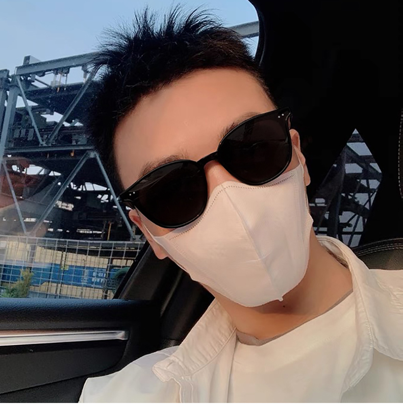 韩版明星lang橘黄色墨镜男女款复古防外线太阳镜潮网红眼镜显瘦 黑框