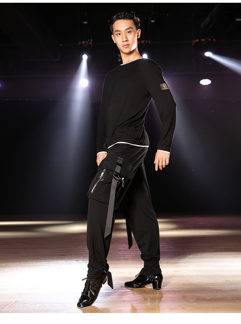 dancebaby舞蹈裤男成人新款拉丁舞表演练功裤男女同款口袋裤da854