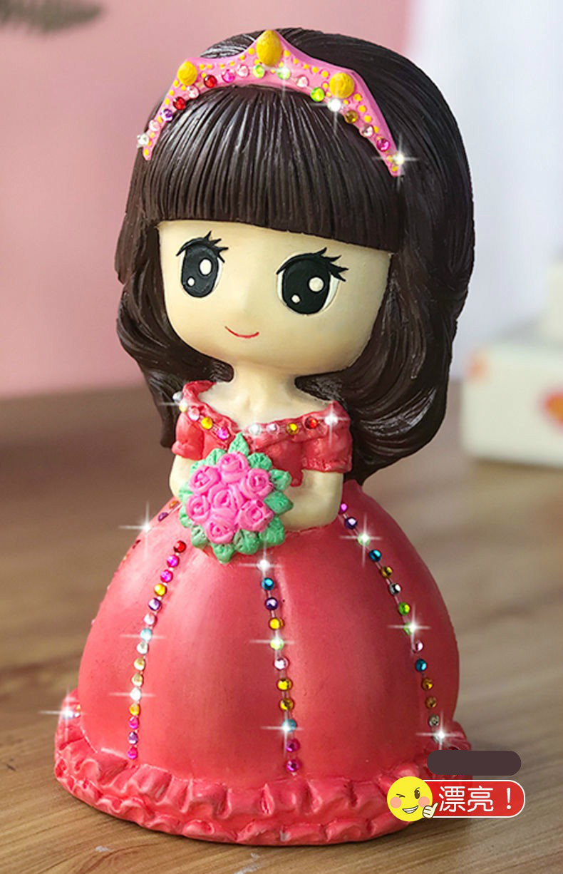 涂色白胚彩绘存钱罐儿童手工diy制作玩具女模具白胚陶瓷绘画d02公主22
