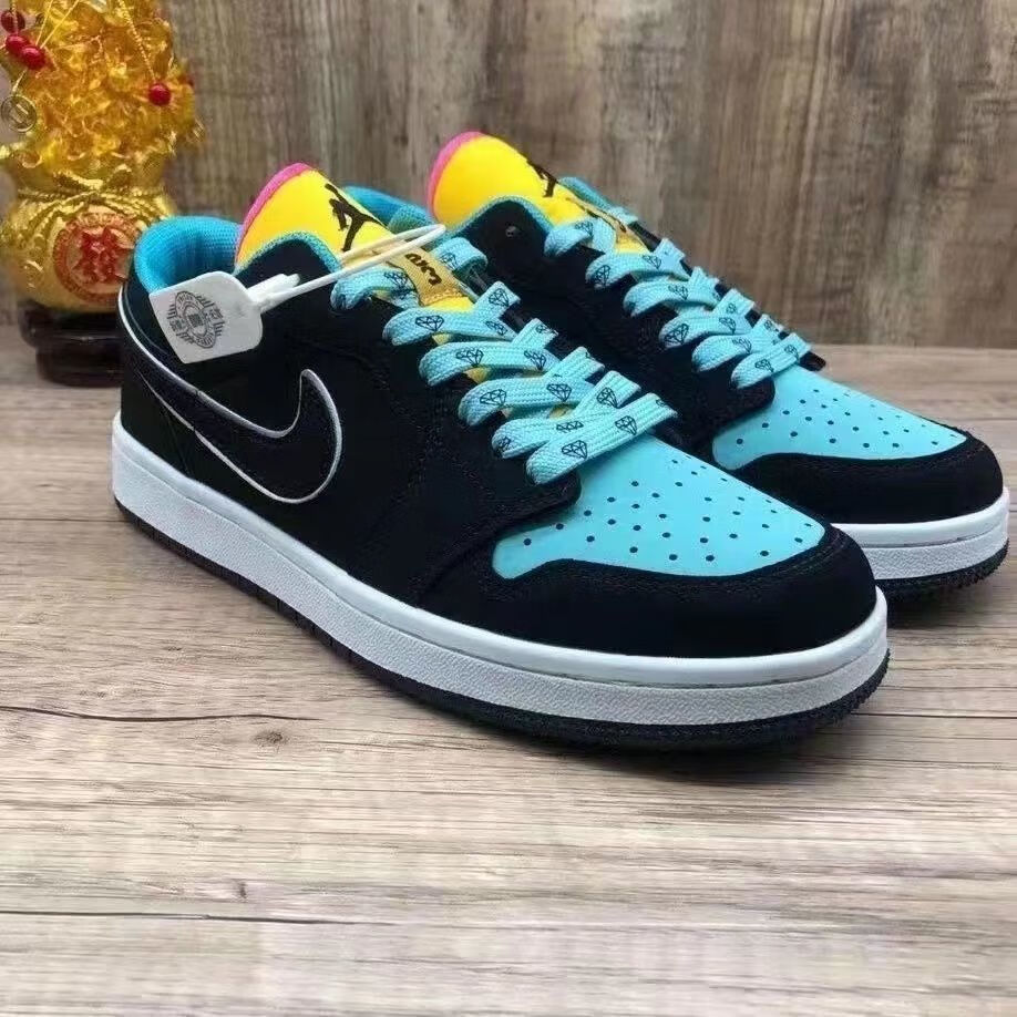 克aj1低帮休闲百搭减震时尚毛衣拼接耐磨男女运动鞋板鞋 小蒂芙尼 