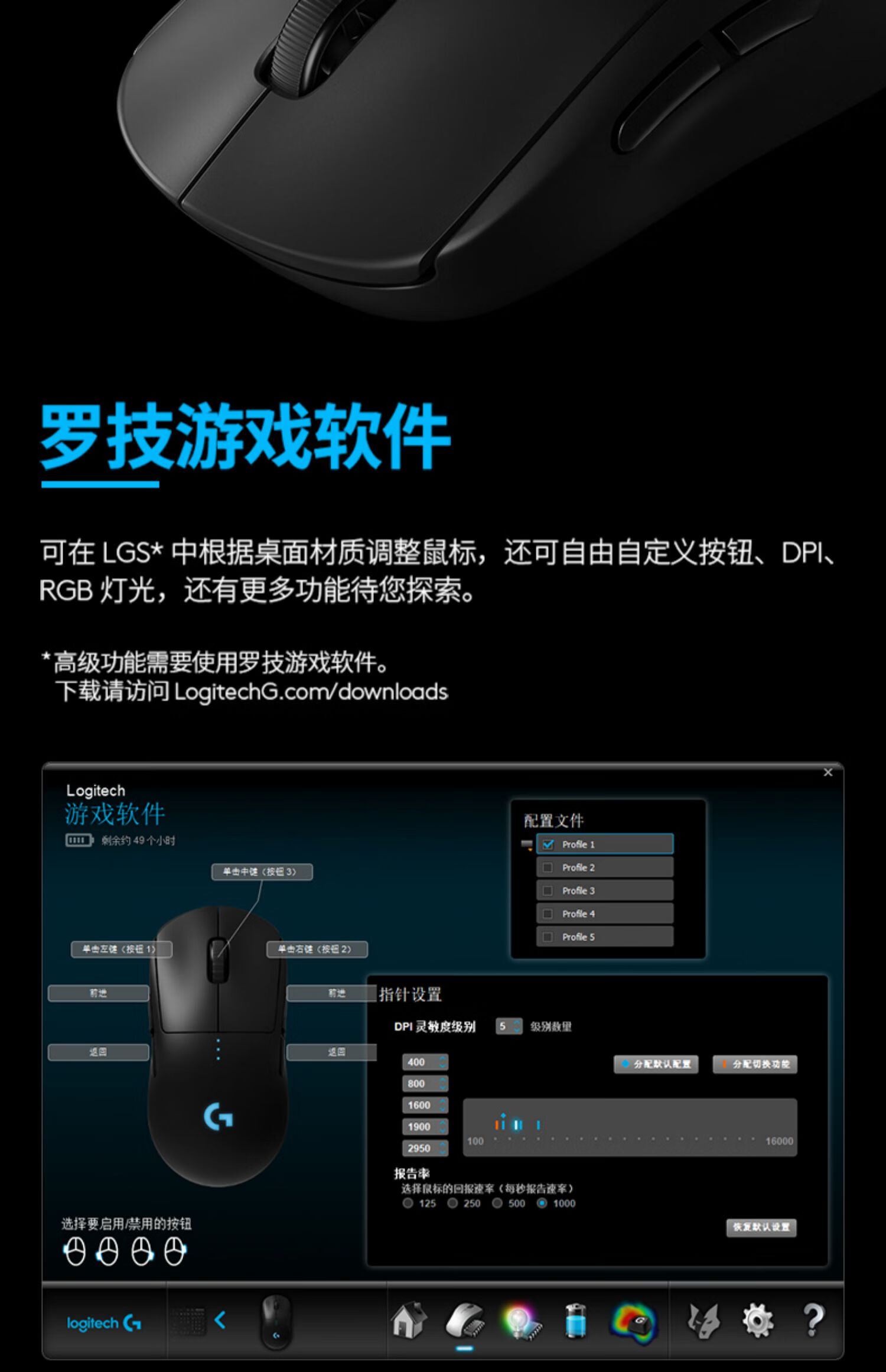 罗技(logitech)gpro wireless无线双模鼠标g pro电竞游戏gpw狗屁王 g