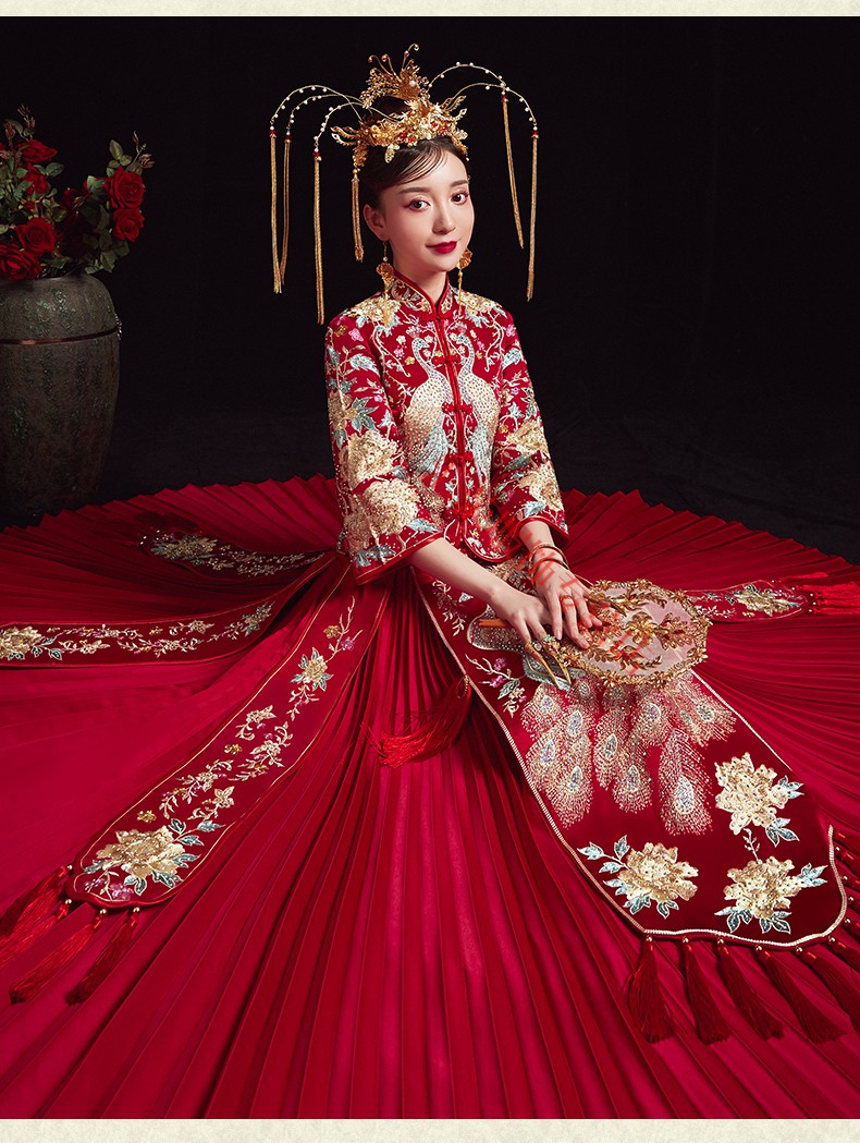 【京东好货】秀禾服新娘2019新款结婚嫁衣敬酒服中式礼服婚纱秀和服大