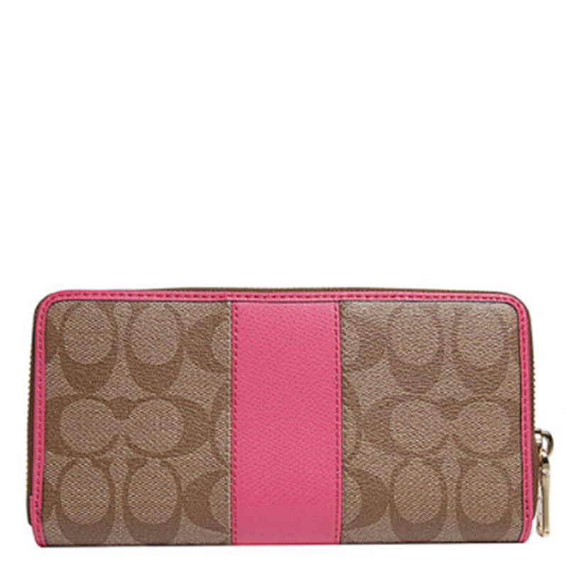 【正品鉴定】coach蔻驰钱包女士长款钱夹老花logo图案拉链钱包卡包