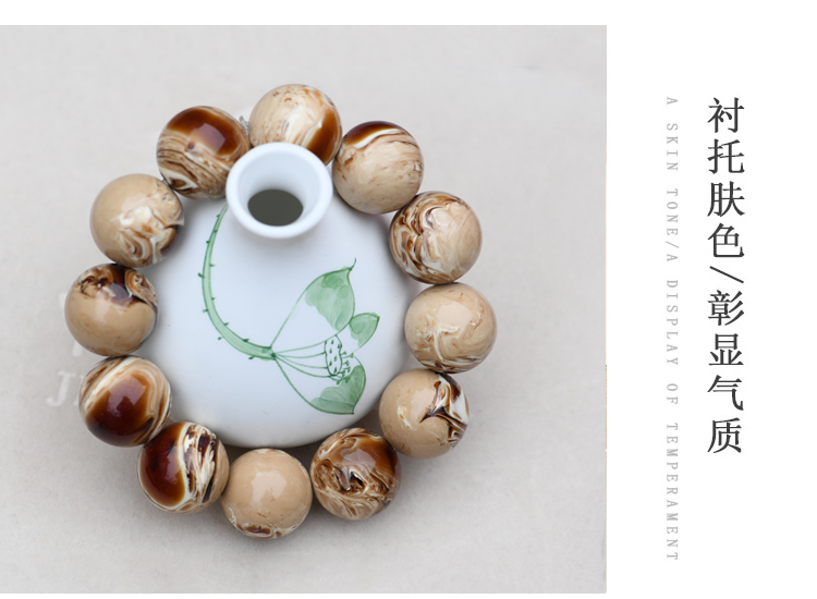 恋江南 精品缅甸根珀手串原矿蜜蜡琥珀妖花溶洞蜜瓷白圆珠手链男女款