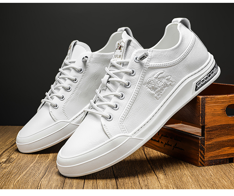 丹娜()小白鞋男透气板鞋白鞋皮鞋工作网红 白色 43【图片 价格 品牌