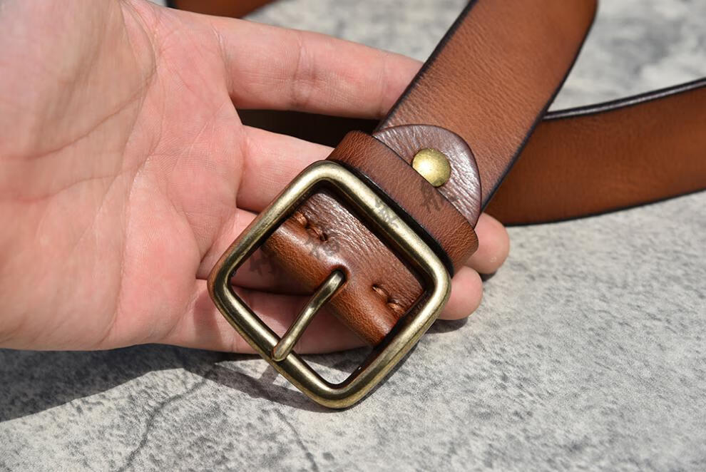 飞行员腰带 部别牛皮带歼黄牛皮头层复古飞行伞铜实心针扣男士飞行员