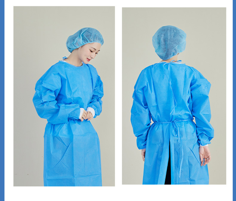 一次性隔离衣无纺布手术服护士防尘检疫保护大码蓝色反穿衣防护服 sms