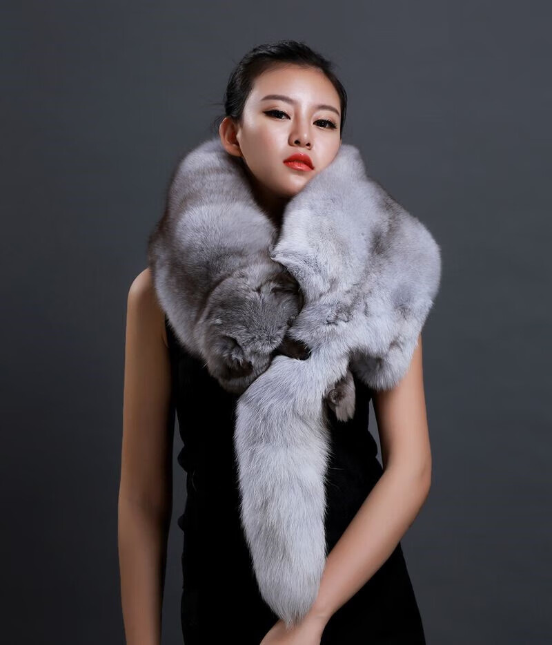 整只狐狸围脖围巾整张狐狸皮围脖高端狐狸真毛领子狐狸皮秋冬季男女