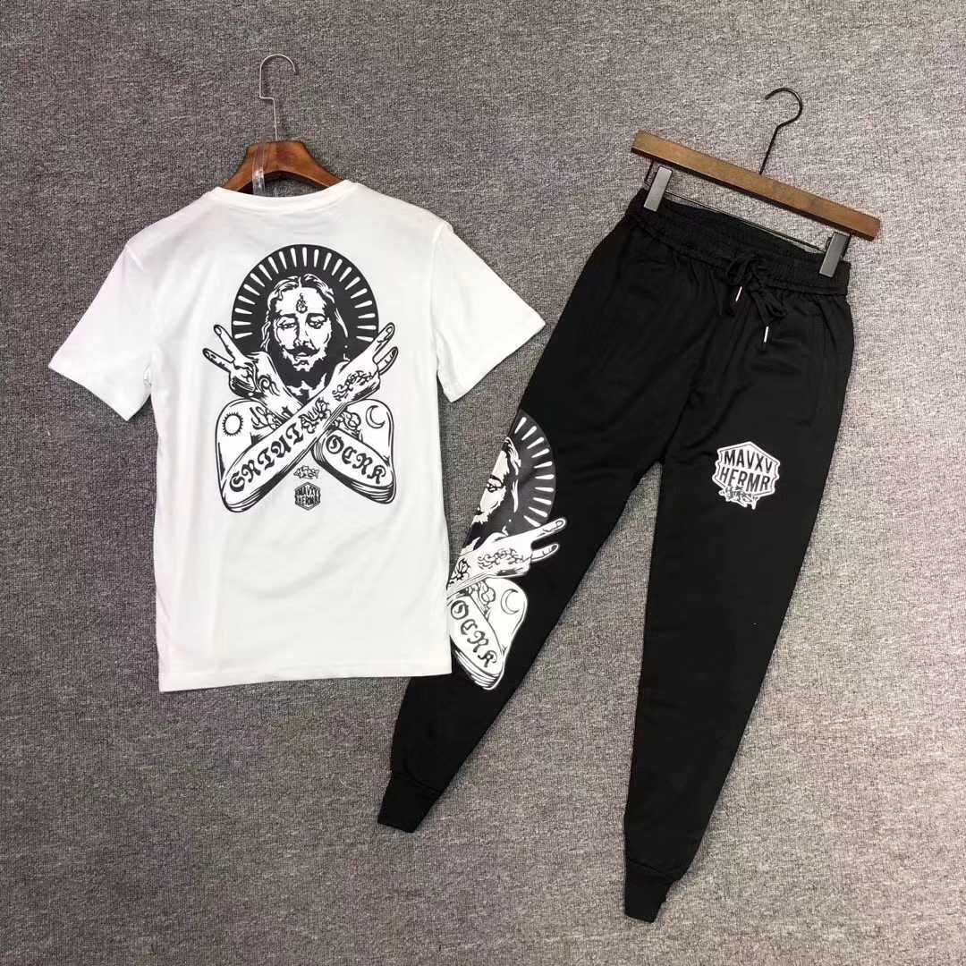 法老套装男社会精神小伙短袖裤子标准型两件套潮牌网红同款一套衣服