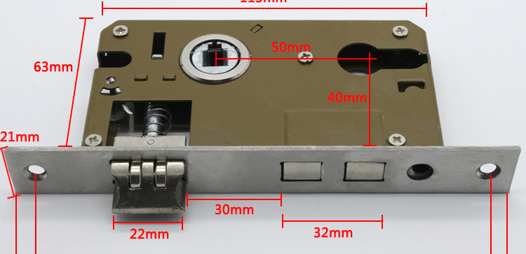 不锈钢锁双舌铜锁芯锁头木门锁室内门锁房门锁大小50锁体58锁体 重