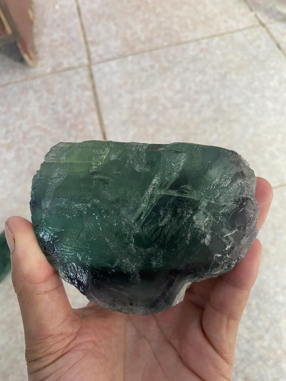 情冰大块绿水晶原石绿色萤石原矿石摆件萤石水晶摆件一物一图075公斤